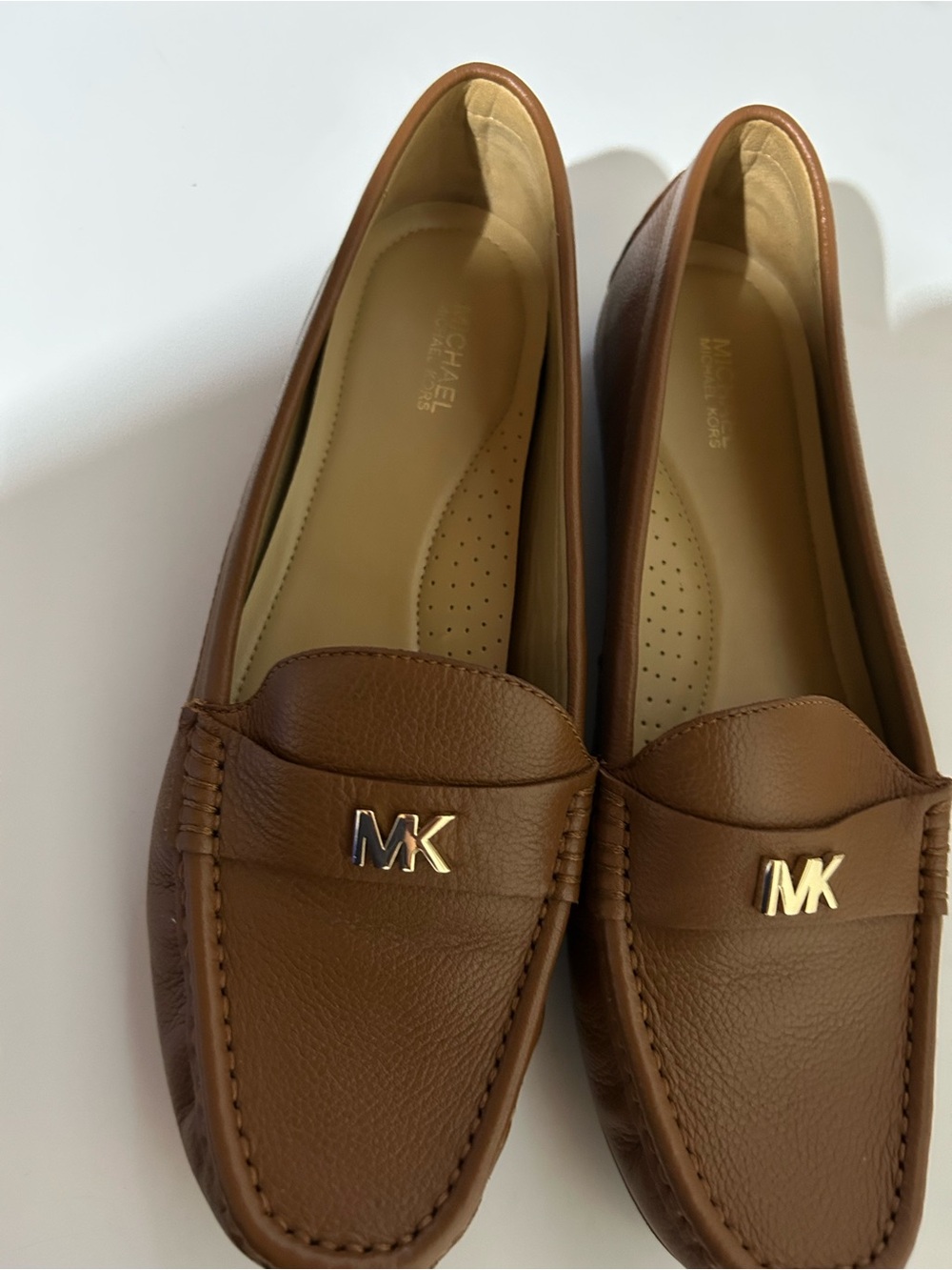 Michael Kors Brown Leather MK Logo Penny Loafers - Picture 5 of 5